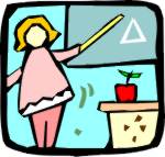 A somewhat stylized picture of a teacher.  I have to find better clipart!